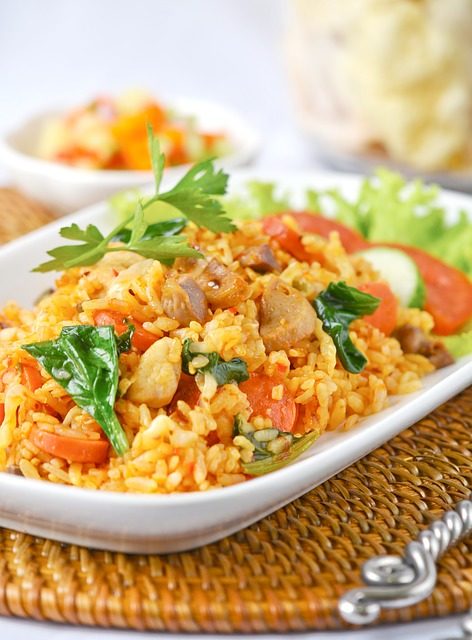 rizoto, salata, pirinac, sargarepa